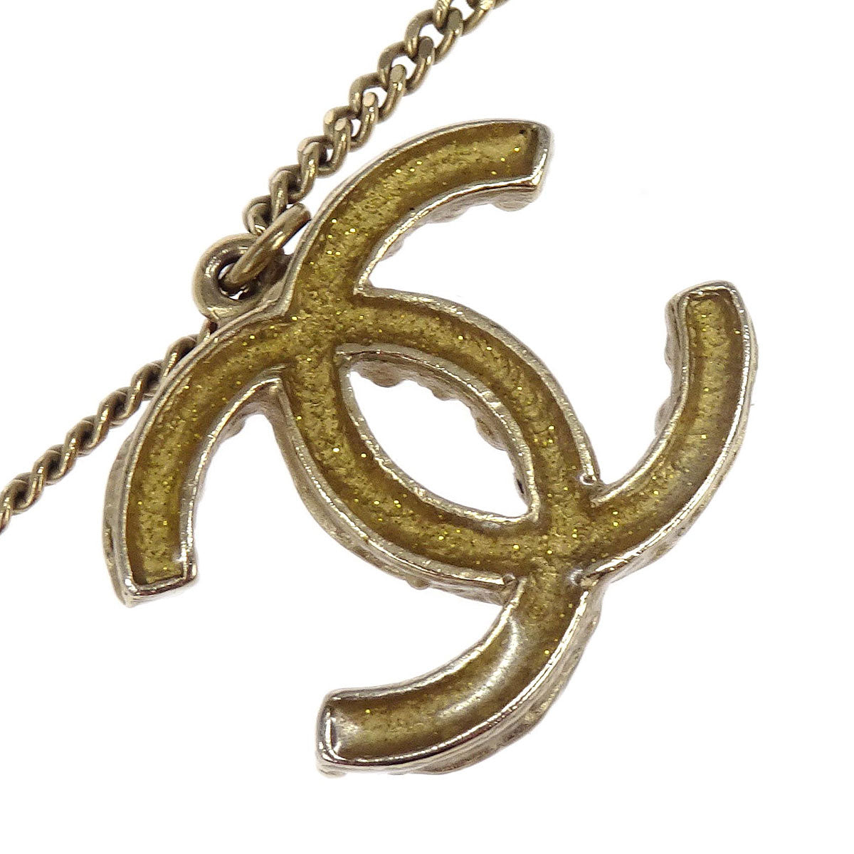 Chanel Charm CC Gold Chain Necklace Costume Pearl A12A