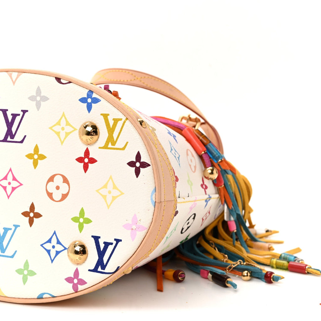 Louis Vuitton Monogram Multicolor Fringe Bucket White