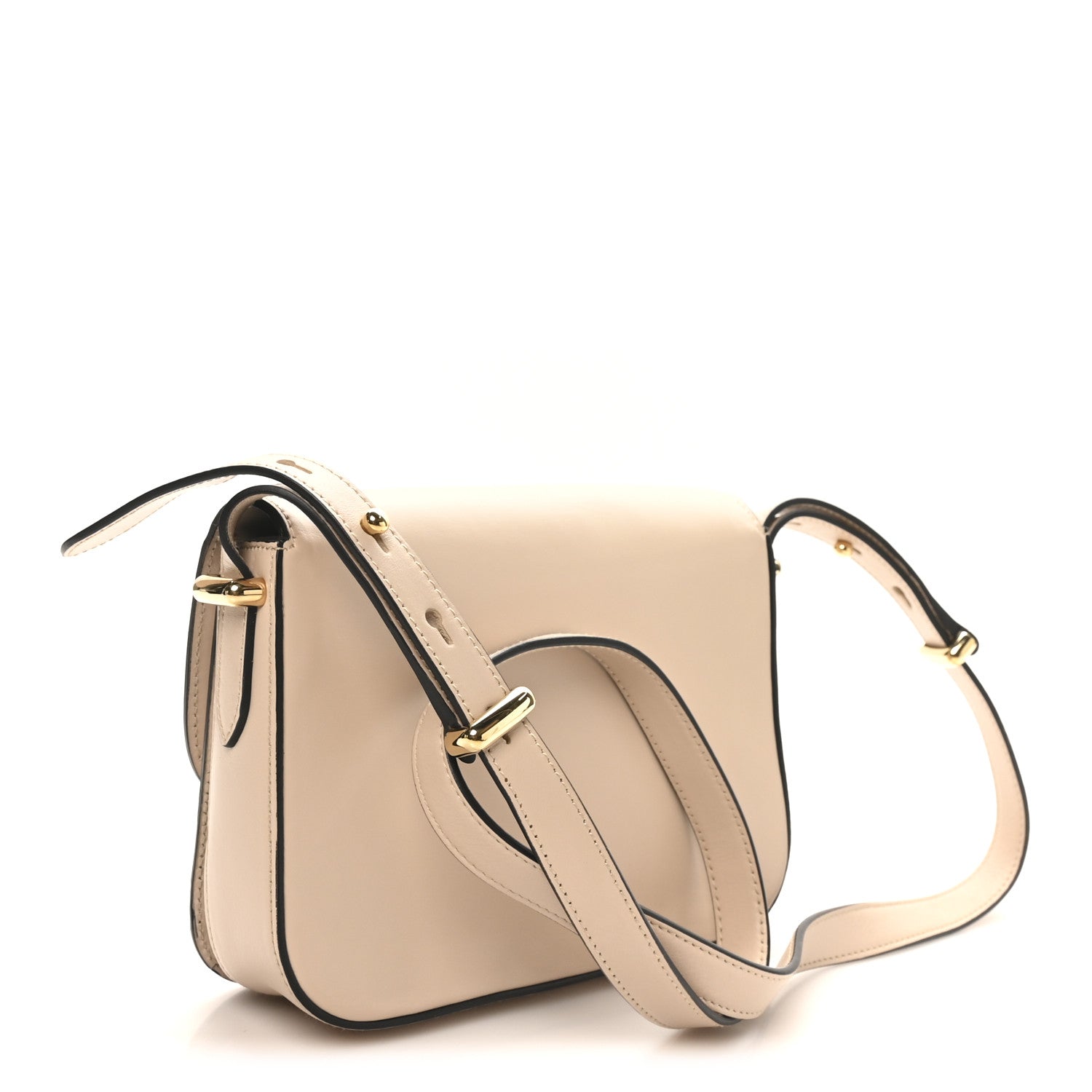 Prada Box Calfskin Triangle Embleme Flap Shoulder Bag Sabbia