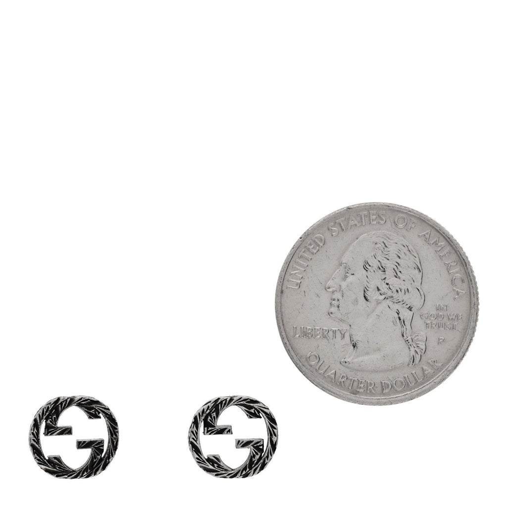 Gucci Sterling Silver Textured Interlocking G Single Stud Earring