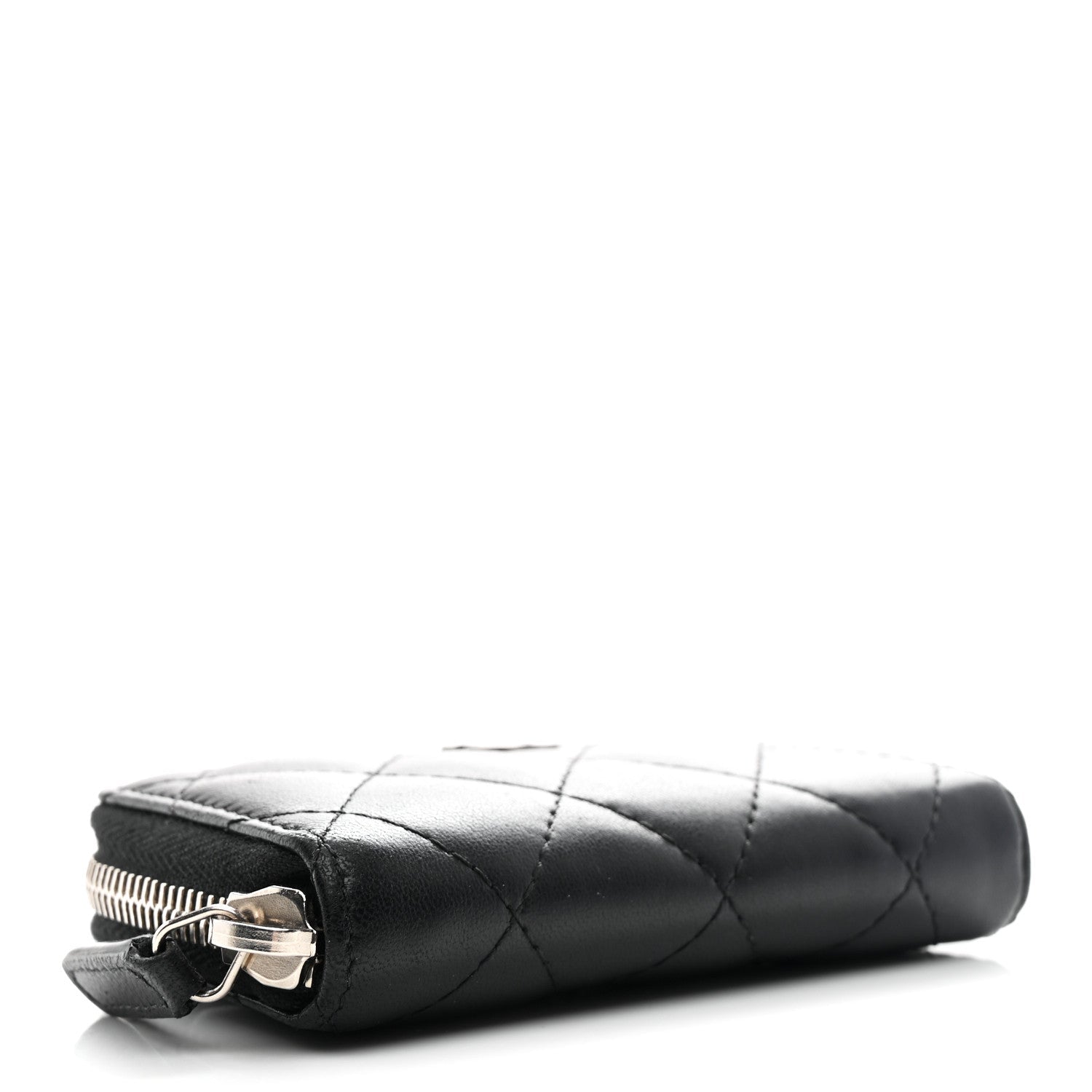 Lambskin Quilted Zip Coin Purse Black