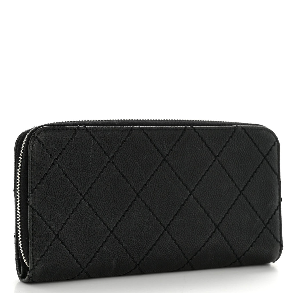 Caviar Quilted Stitched Outdoor Ligne Wallet Black