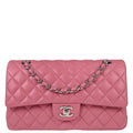 Chanel 2013-2014 Pink Lambskin Medium Classic Double Flap Shoulder Bag