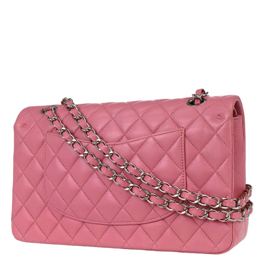 Chanel 2013-2014 Pink Lambskin Medium Classic Double Flap Shoulder Bag