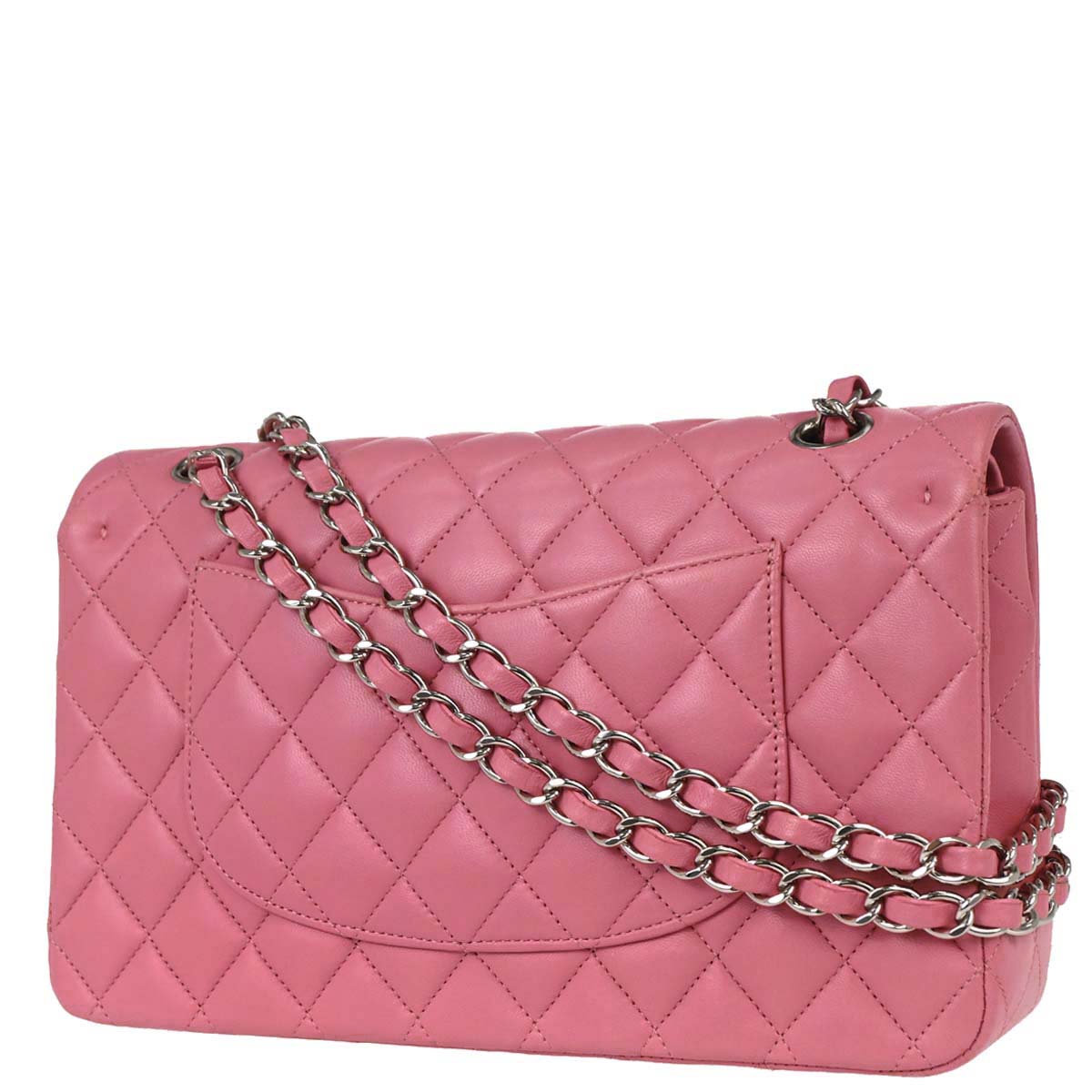 Chanel 2013-2014 Pink Lambskin Medium Classic Double Flap Shoulder Bag