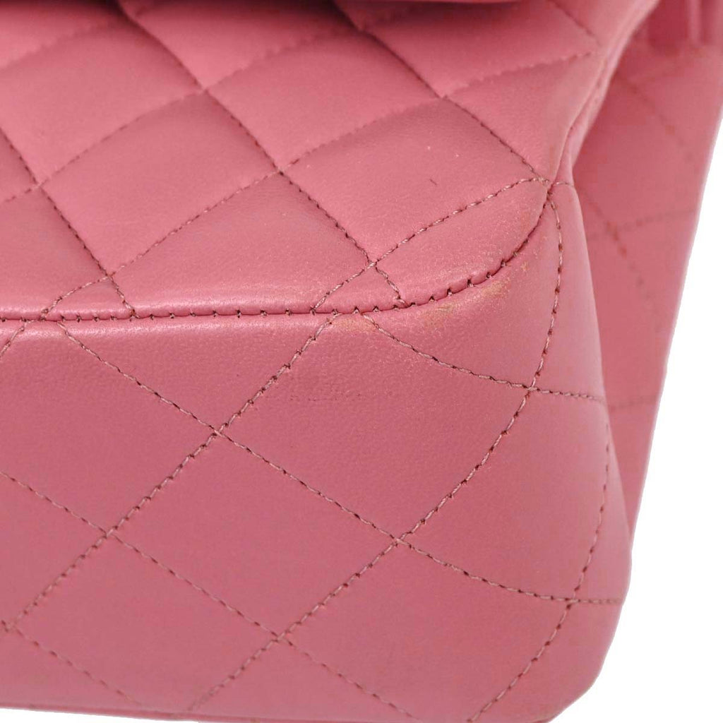 Chanel 2013-2014 Pink Lambskin Medium Classic Double Flap Shoulder Bag