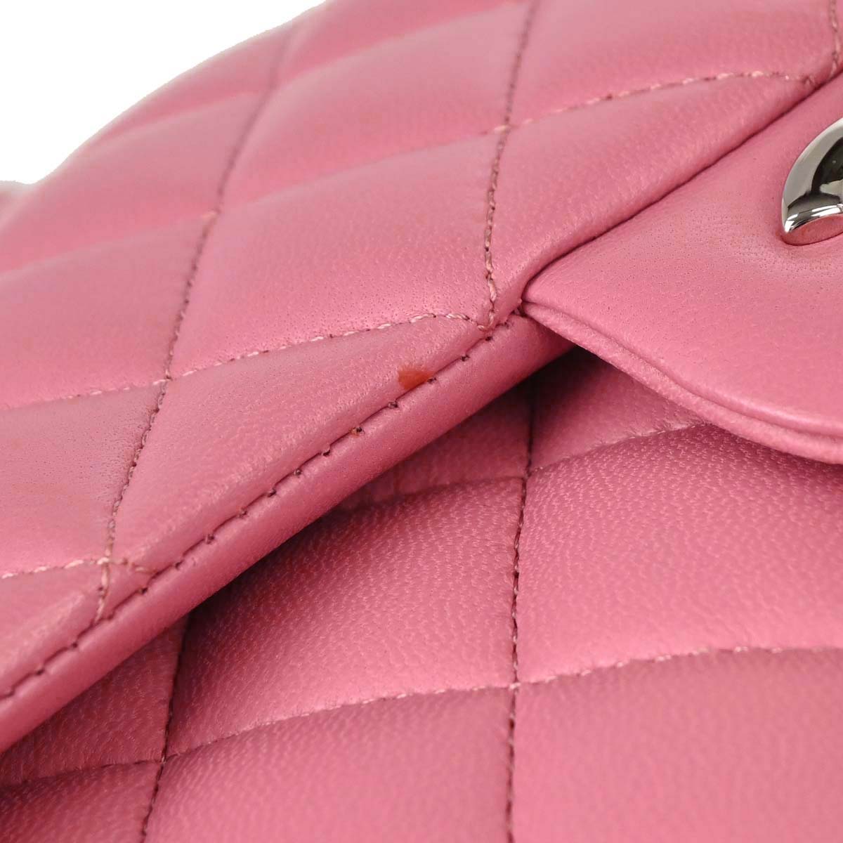 Chanel 2013-2014 Pink Lambskin Medium Classic Double Flap Shoulder Bag