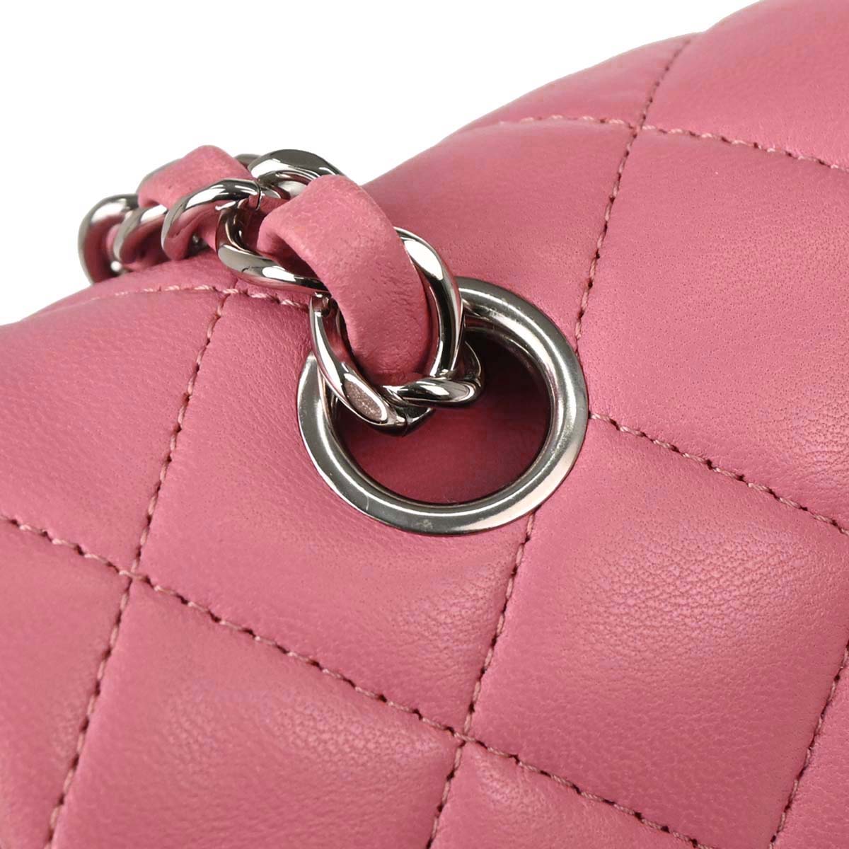 Chanel 2013-2014 Pink Lambskin Medium Classic Double Flap Shoulder Bag