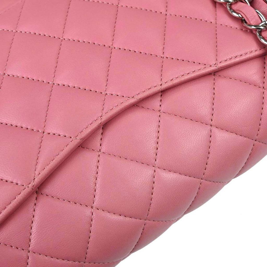 Chanel 2013-2014 Pink Lambskin Medium Classic Double Flap Shoulder Bag