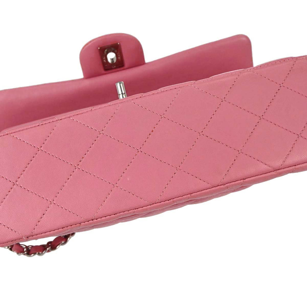 Chanel 2013-2014 Pink Lambskin Medium Classic Double Flap Shoulder Bag