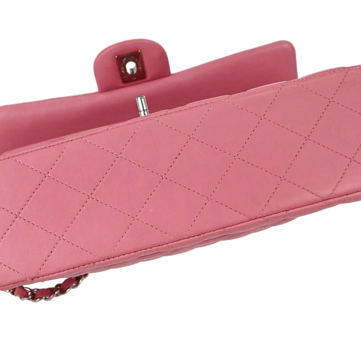 Chanel 2013-2014 Pink Lambskin Medium Classic Double Flap Shoulder Bag