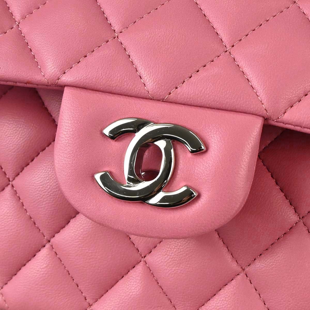 Chanel 2013-2014 Pink Lambskin Medium Classic Double Flap Shoulder Bag