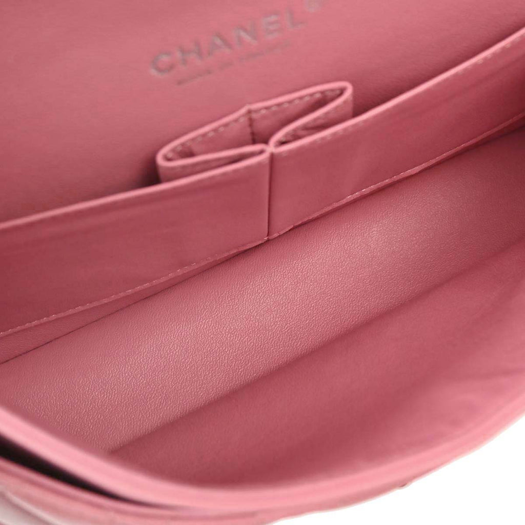Chanel 2013-2014 Pink Lambskin Medium Classic Double Flap Shoulder Bag
