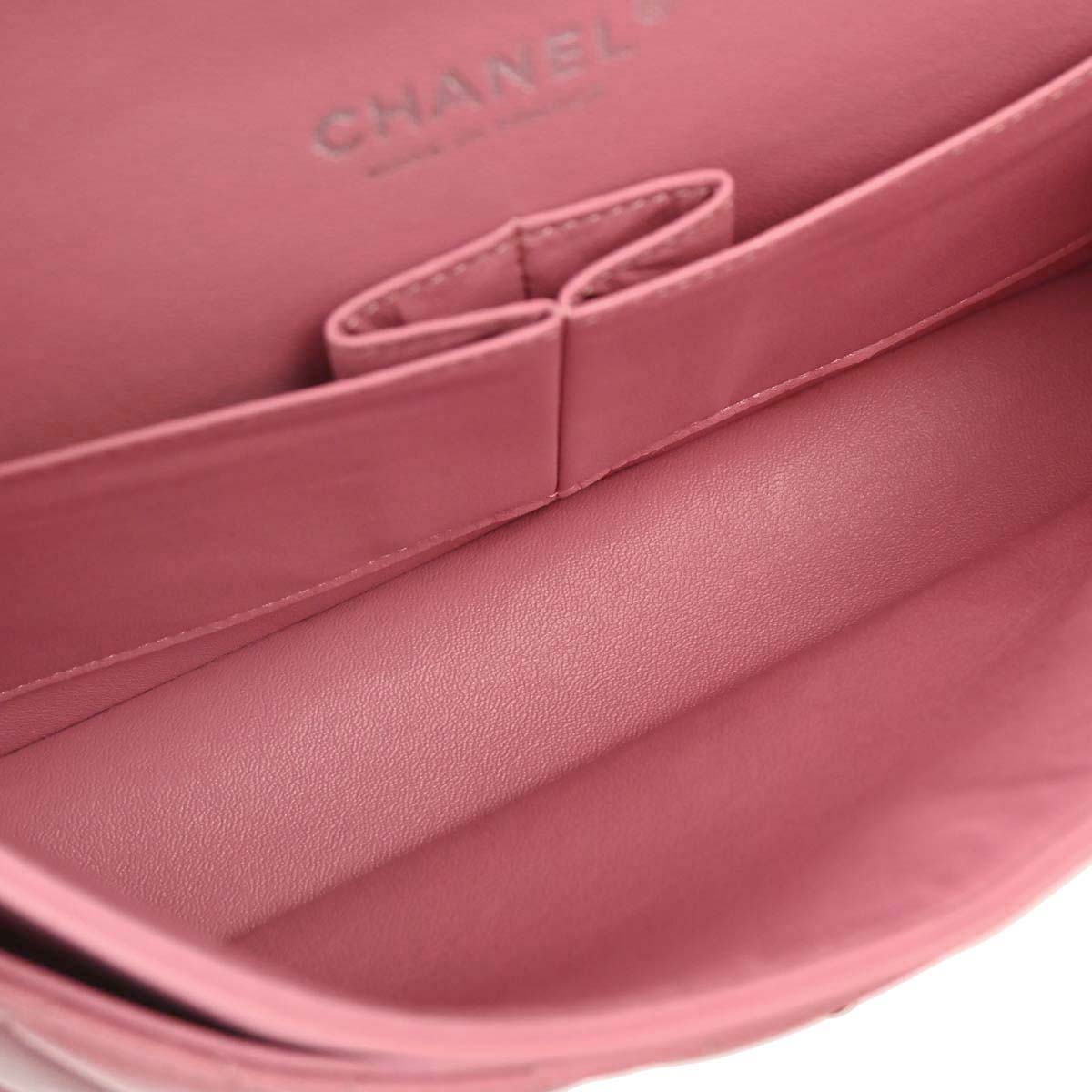 Chanel 2013-2014 Pink Lambskin Medium Classic Double Flap Shoulder Bag
