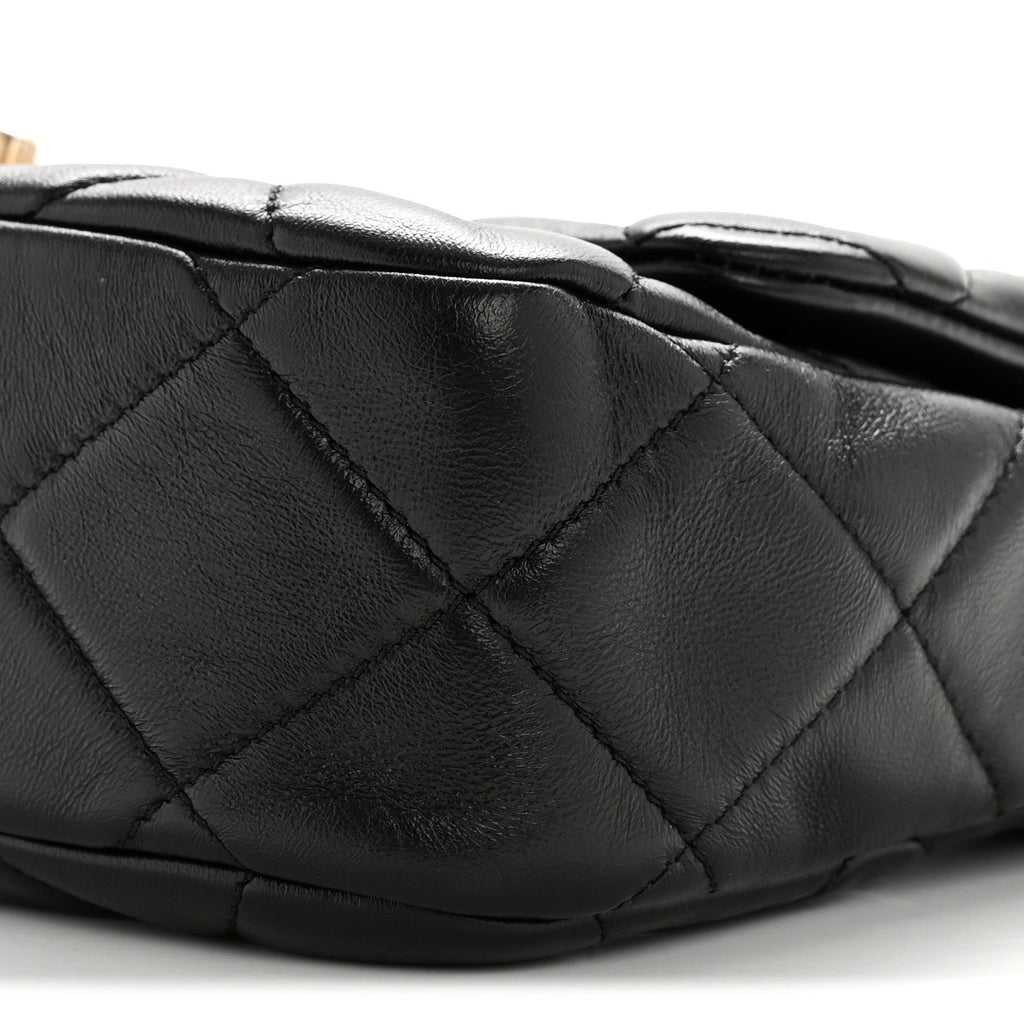 Chanel Lambskin Quilted Small Lacquered Chain Flap Black