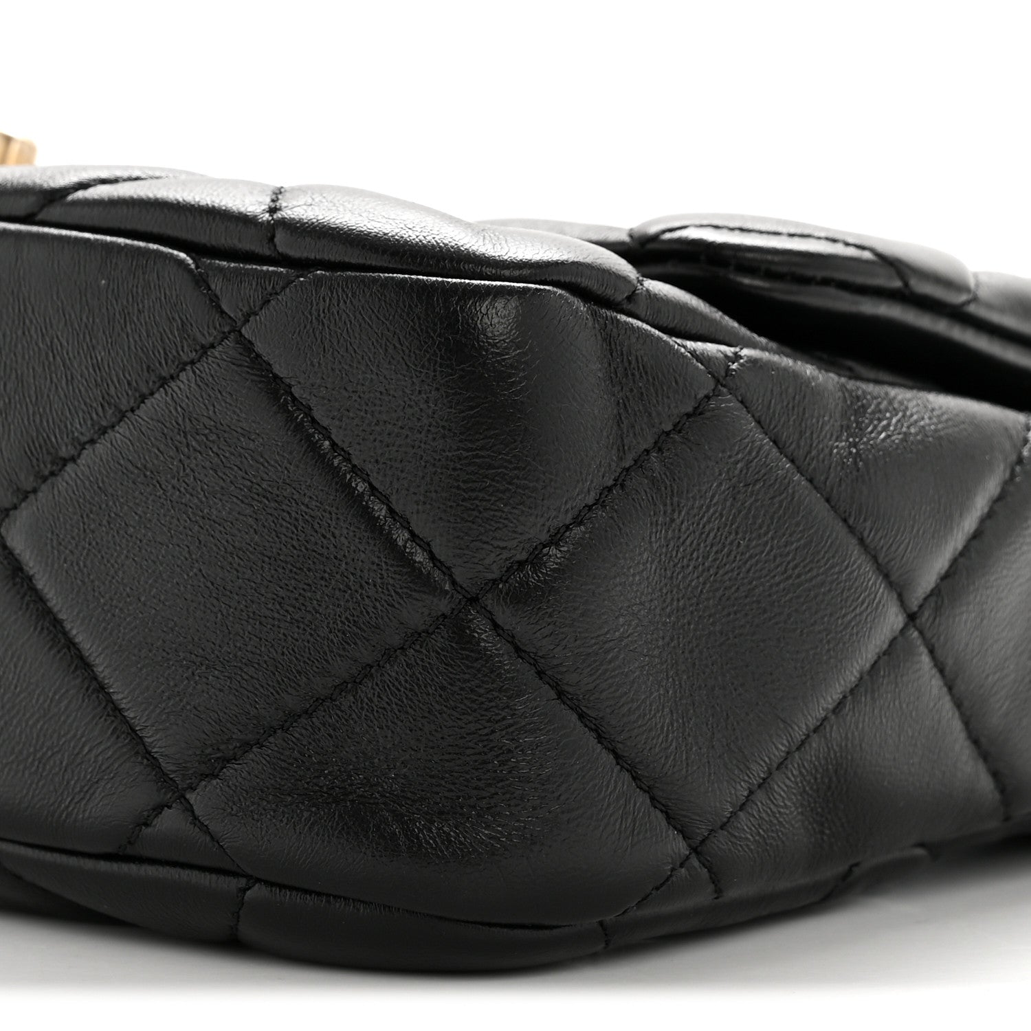 Chanel Lambskin Quilted Small Lacquered Chain Flap Black