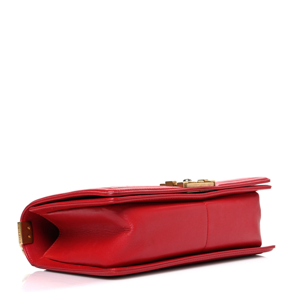 Chanel Lambskin Quilted Medium Boy Flap Red