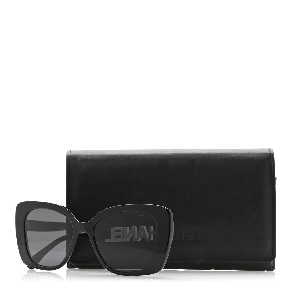 Acetate Strass Square Sunglasses 5422-B Black White