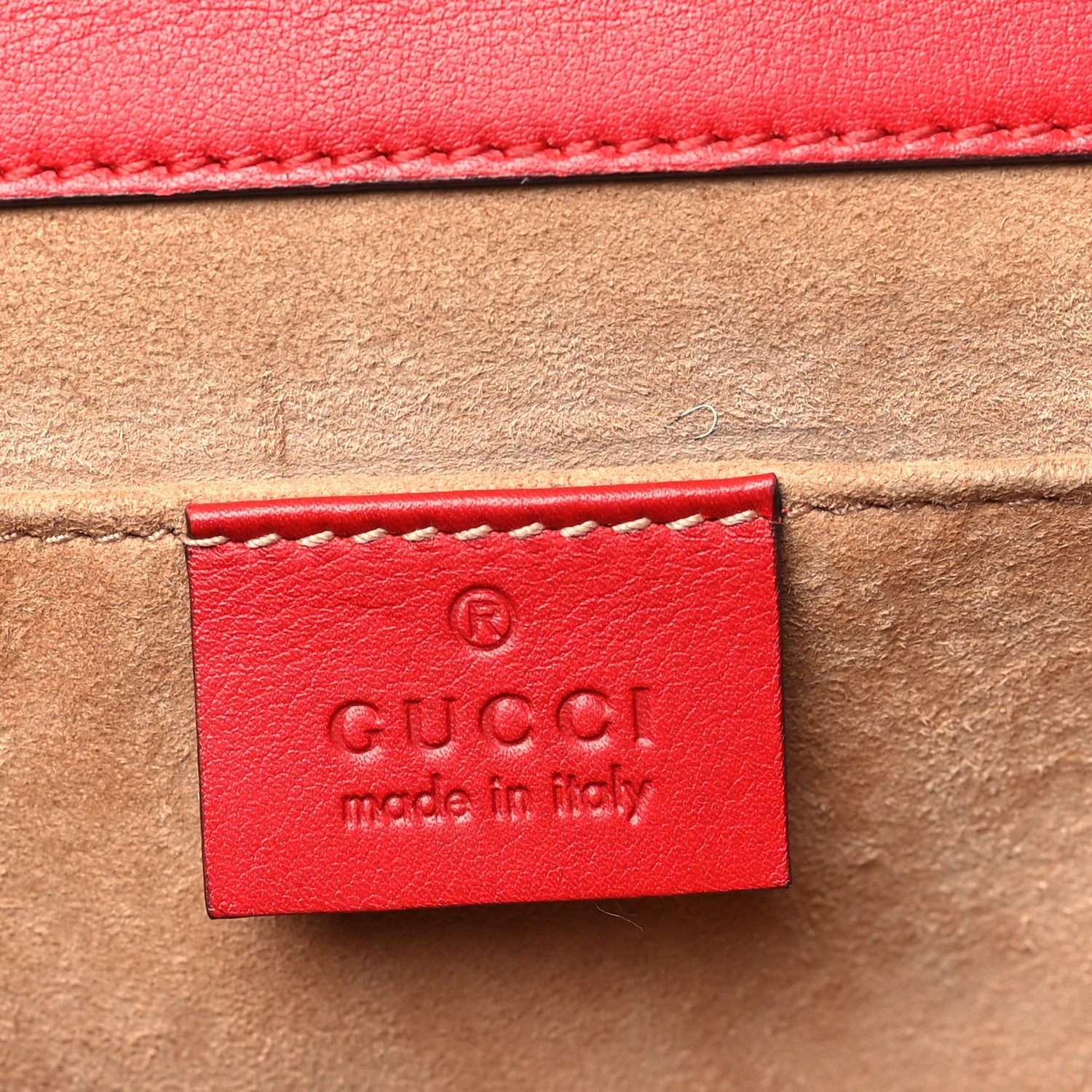 Gucci Calfskin Studded Small Padlock Shoulder Bag Hibiscus Red