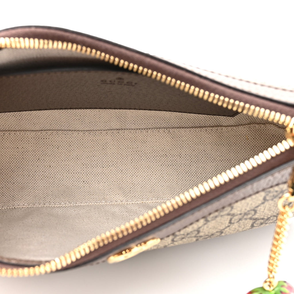 Gucci GG Supreme Monogram Textured Dollar Calfskin Web Small Ophidia GG Handbag Beige Ebony New Acero