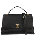 Chanel 2019 Black Calfskin Chevron 2way Shoulder Handbag