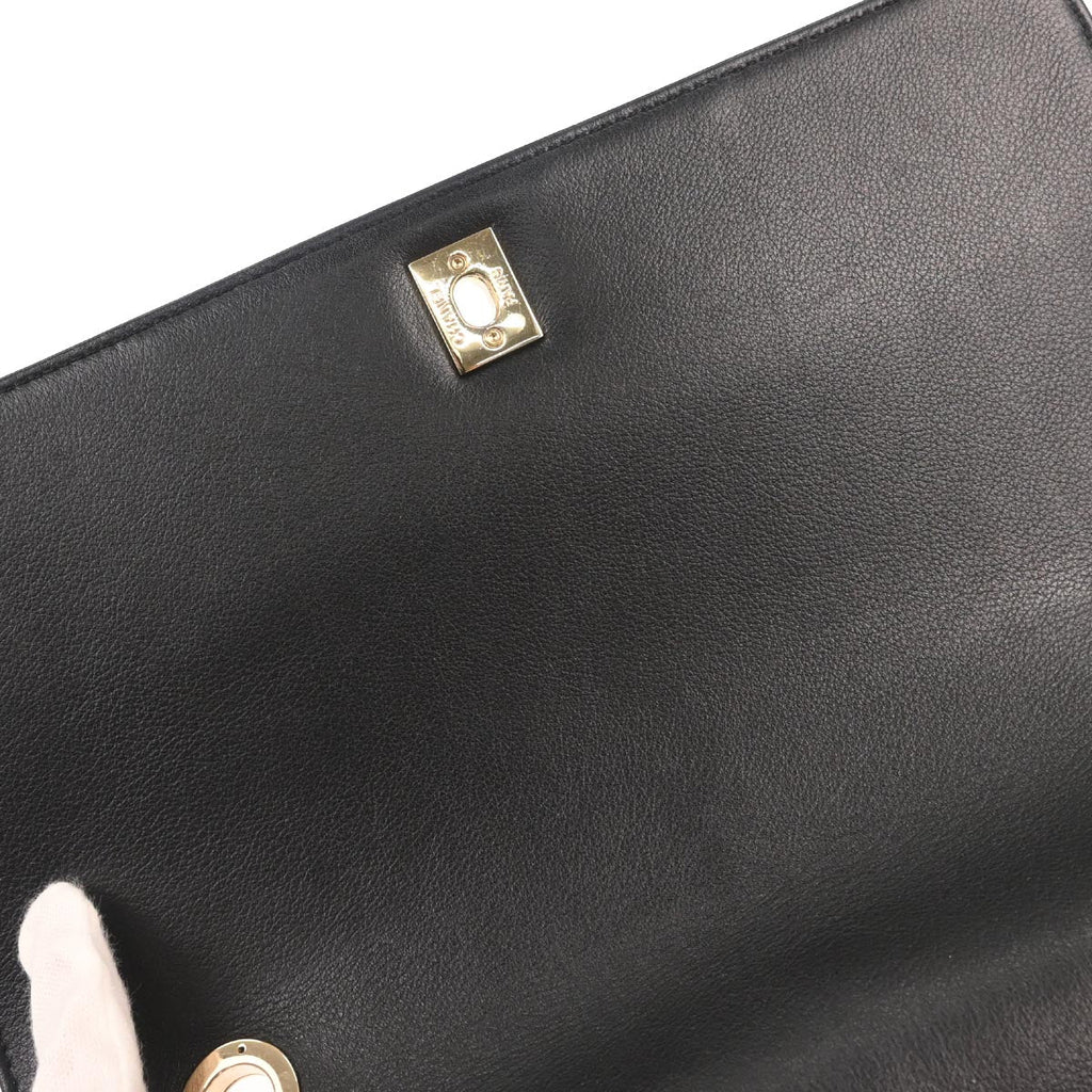 Chanel 2019 Black Calfskin Chevron 2way Shoulder Handbag