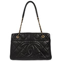Chanel 2013-2014 Black Caviar Skin Timeless CC Chain Tote Bag