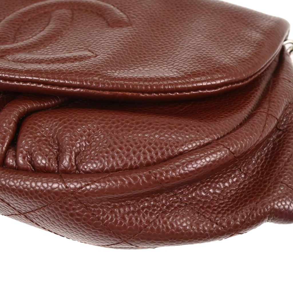 Chanel 2013-2014 Brown Caviar Skin Half Moon WOC Shoulder Wallet Bag