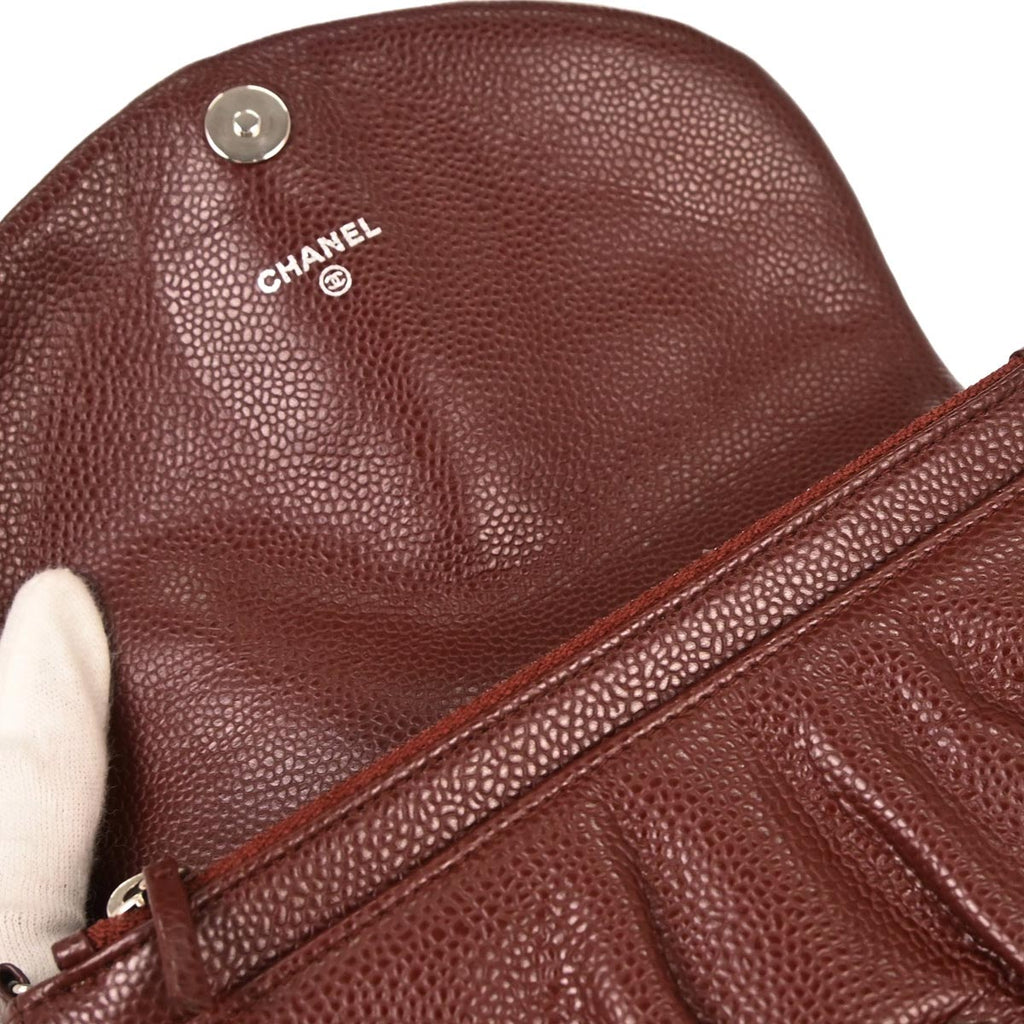 Chanel 2013-2014 Brown Caviar Skin Half Moon WOC Shoulder Wallet Bag