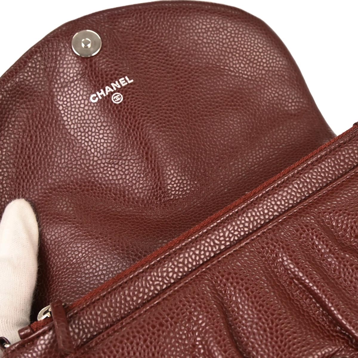 Chanel 2013-2014 Brown Caviar Skin Half Moon WOC Shoulder Wallet Bag
