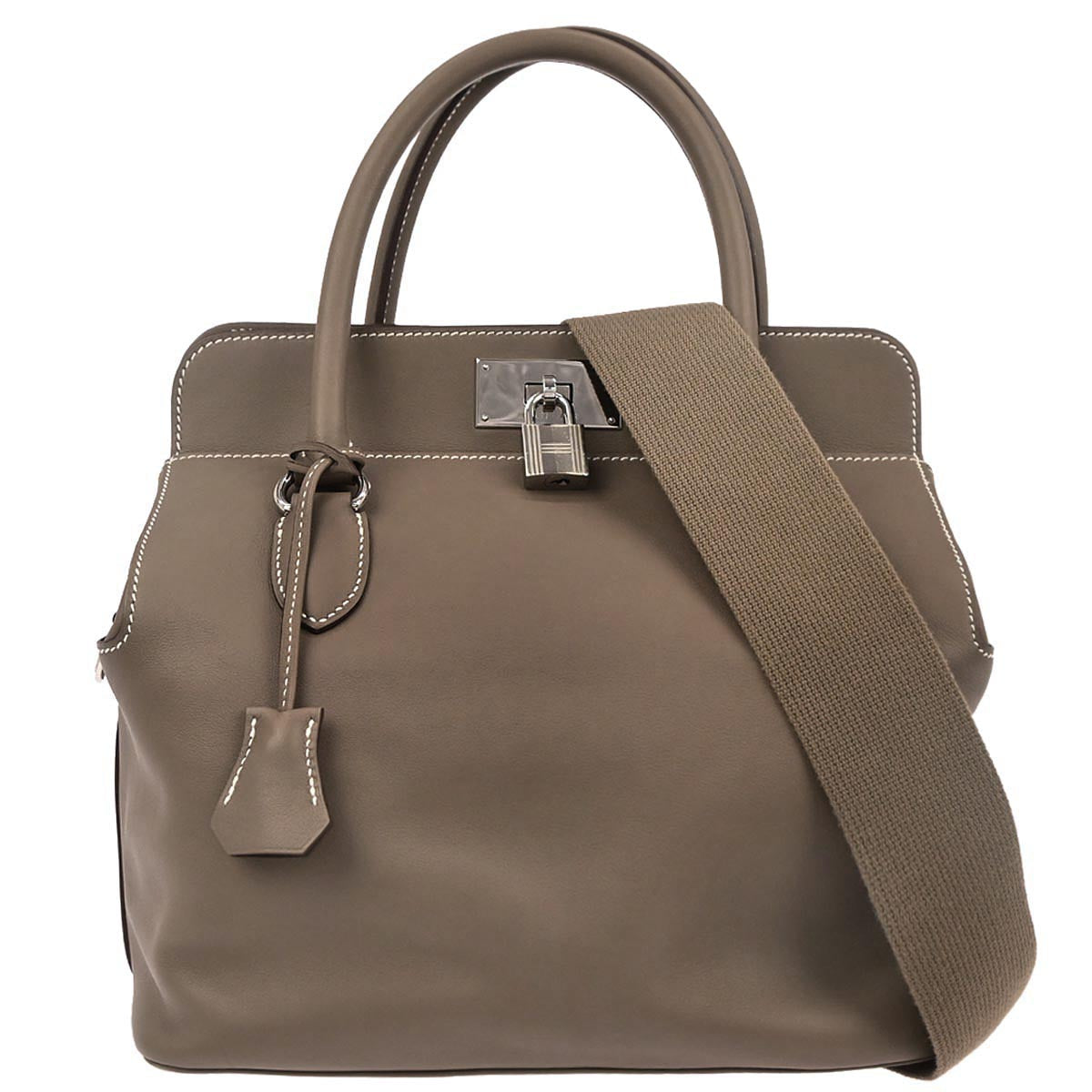Hermes Etoupe Gray Swift Toolbox 26 2way Shoulder Handbag