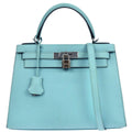 Hermes Blue Atoll Epsom Kelly 28 Sellier 2way Shoulder Handbag