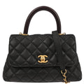 Chanel 2019 Black Caviar Skin Coco Handle 2way Shoulder Handbag