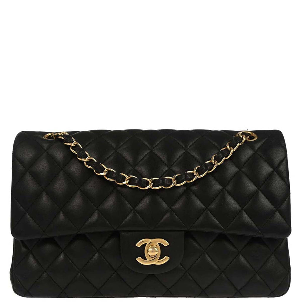 Chanel 2019 Black Lambskin Medium Classic Double Flap Shoulder Bag