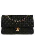 Chanel 2019 Black Lambskin Medium Classic Double Flap Shoulder Bag