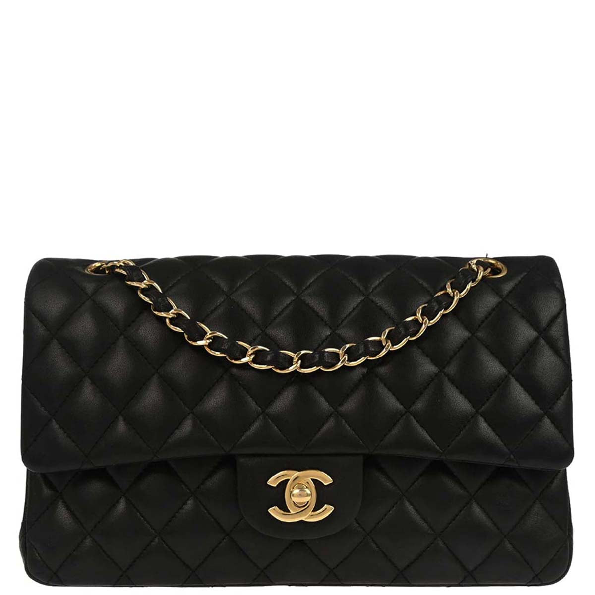 Chanel 2019 Black Lambskin Medium Classic Double Flap Shoulder Bag