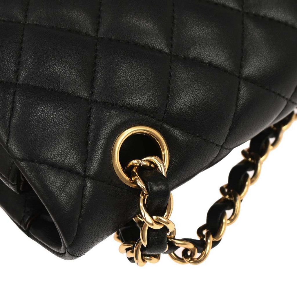 Chanel 2019 Black Lambskin Medium Classic Double Flap Shoulder Bag