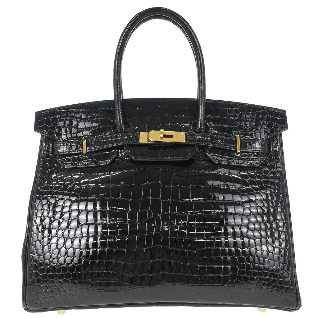 Hermes * 2013 Black Porosus Birkin 35 Handbag