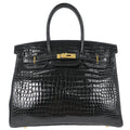 Hermes * 2013 Black Porosus Birkin 35 Handbag