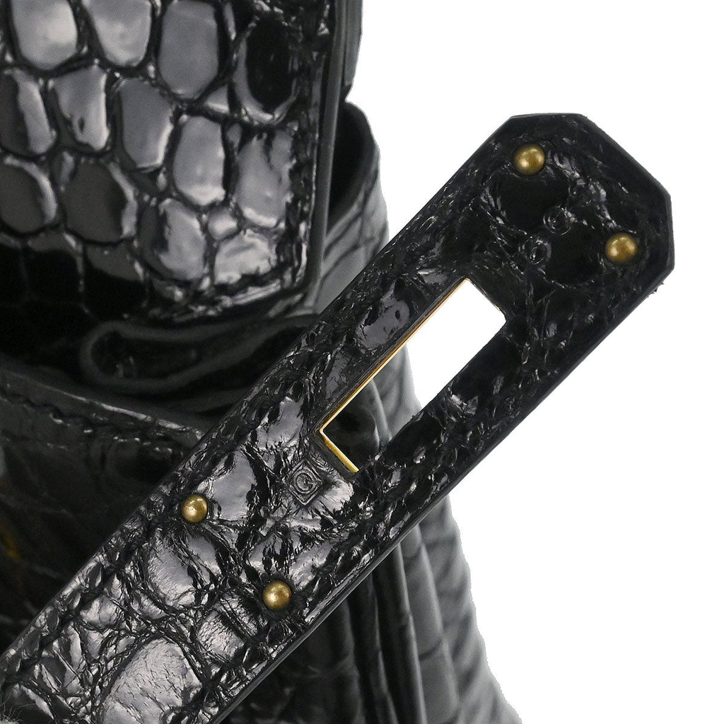 Hermes * 2013 Black Porosus Birkin 35 Handbag
