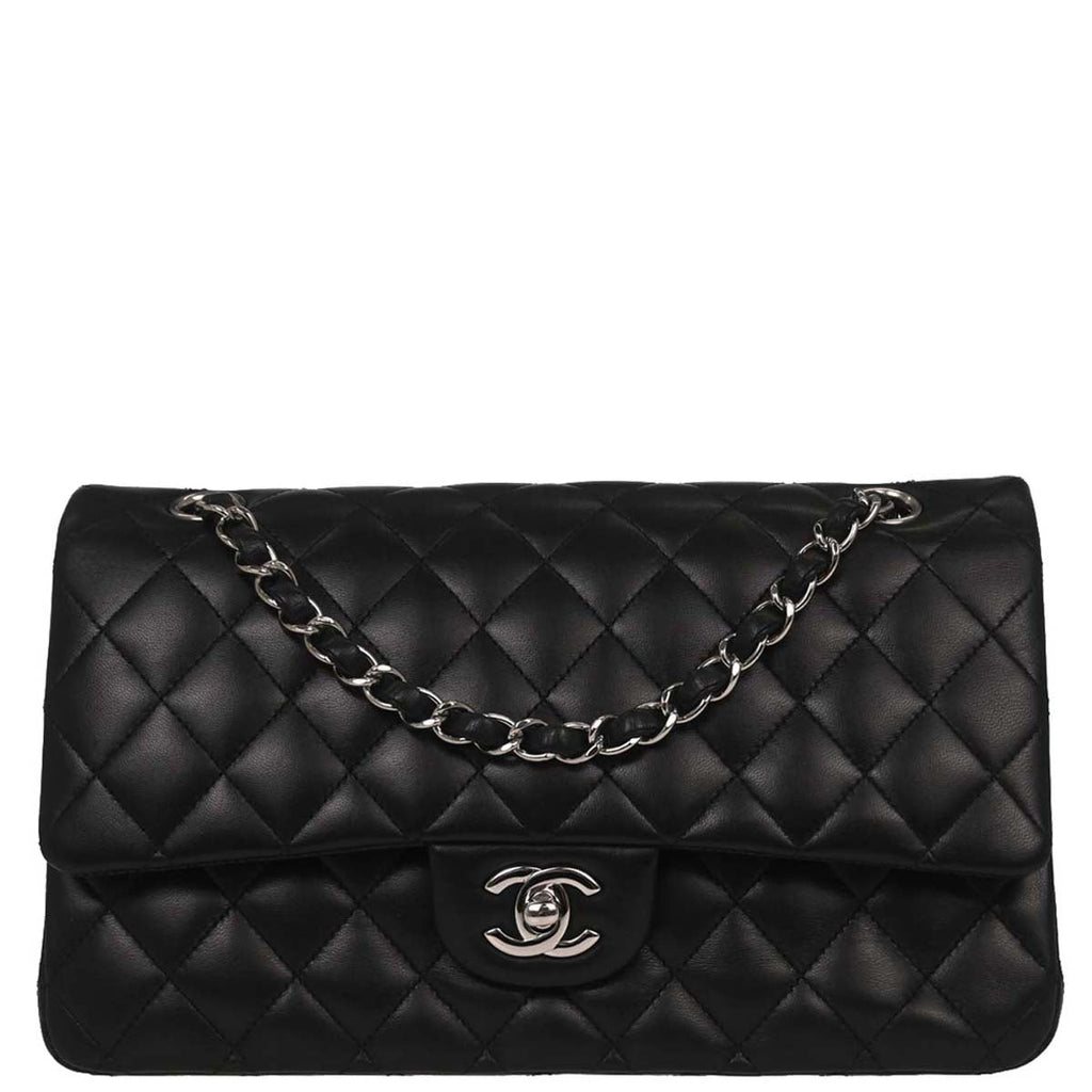 Chanel Black Lambskin Medium Classic Double Flap Shoulder Bag