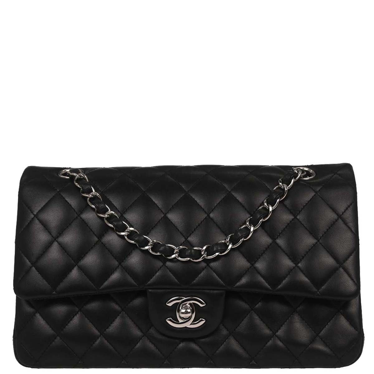 Chanel Black Lambskin Medium Classic Double Flap Shoulder Bag