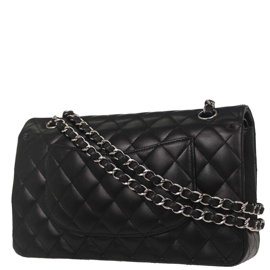 Chanel Black Lambskin Medium Classic Double Flap Shoulder Bag