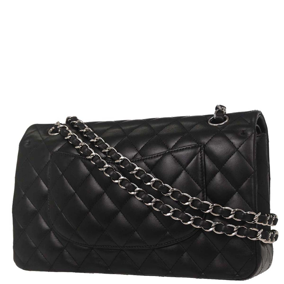 Chanel Black Lambskin Medium Classic Double Flap Shoulder Bag