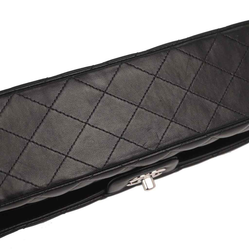 Chanel Black Lambskin Medium Classic Double Flap Shoulder Bag