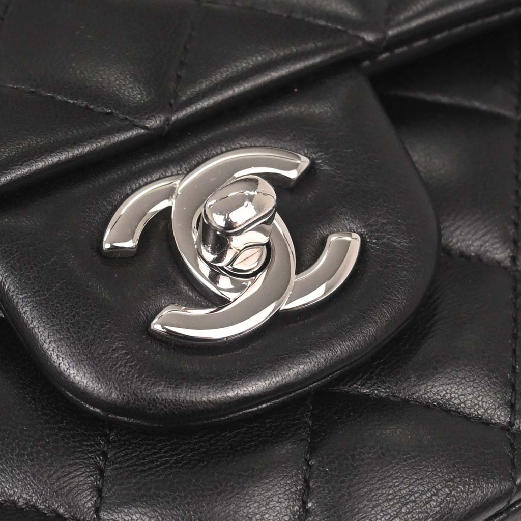 Chanel Black Lambskin Medium Classic Double Flap Shoulder Bag
