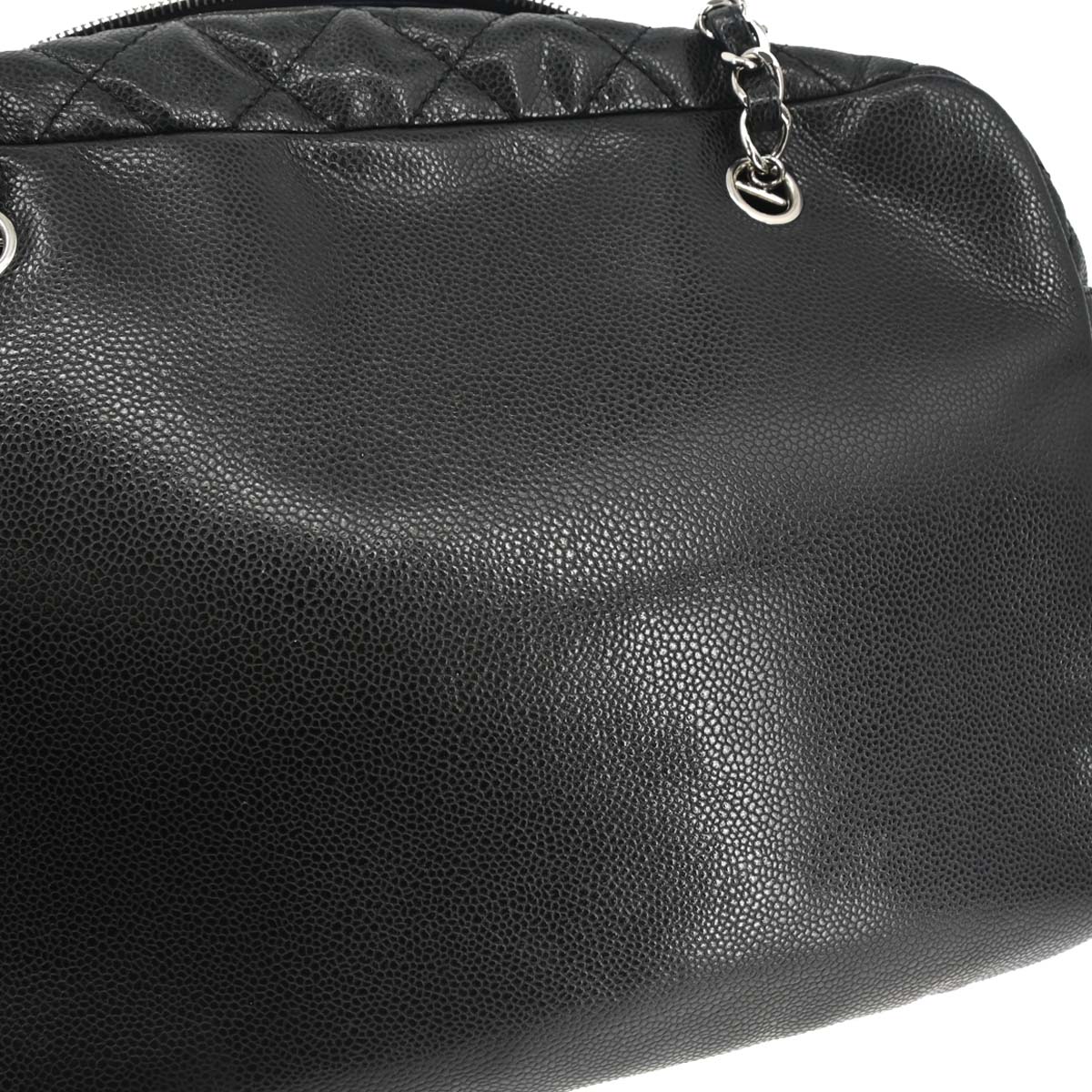 Chanel 2010-2011 Black Caviar Skin Front Zip Chain Handbag