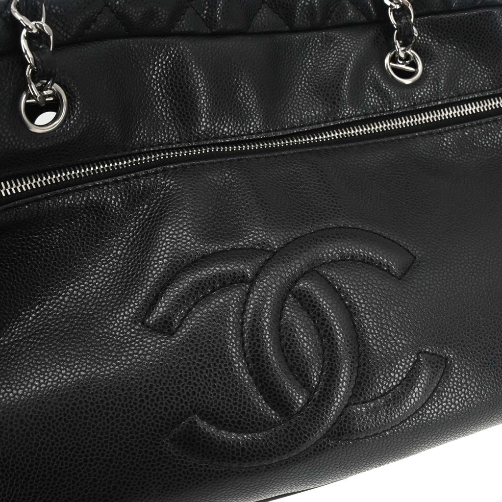 Chanel 2010-2011 Black Caviar Skin Front Zip Chain Handbag