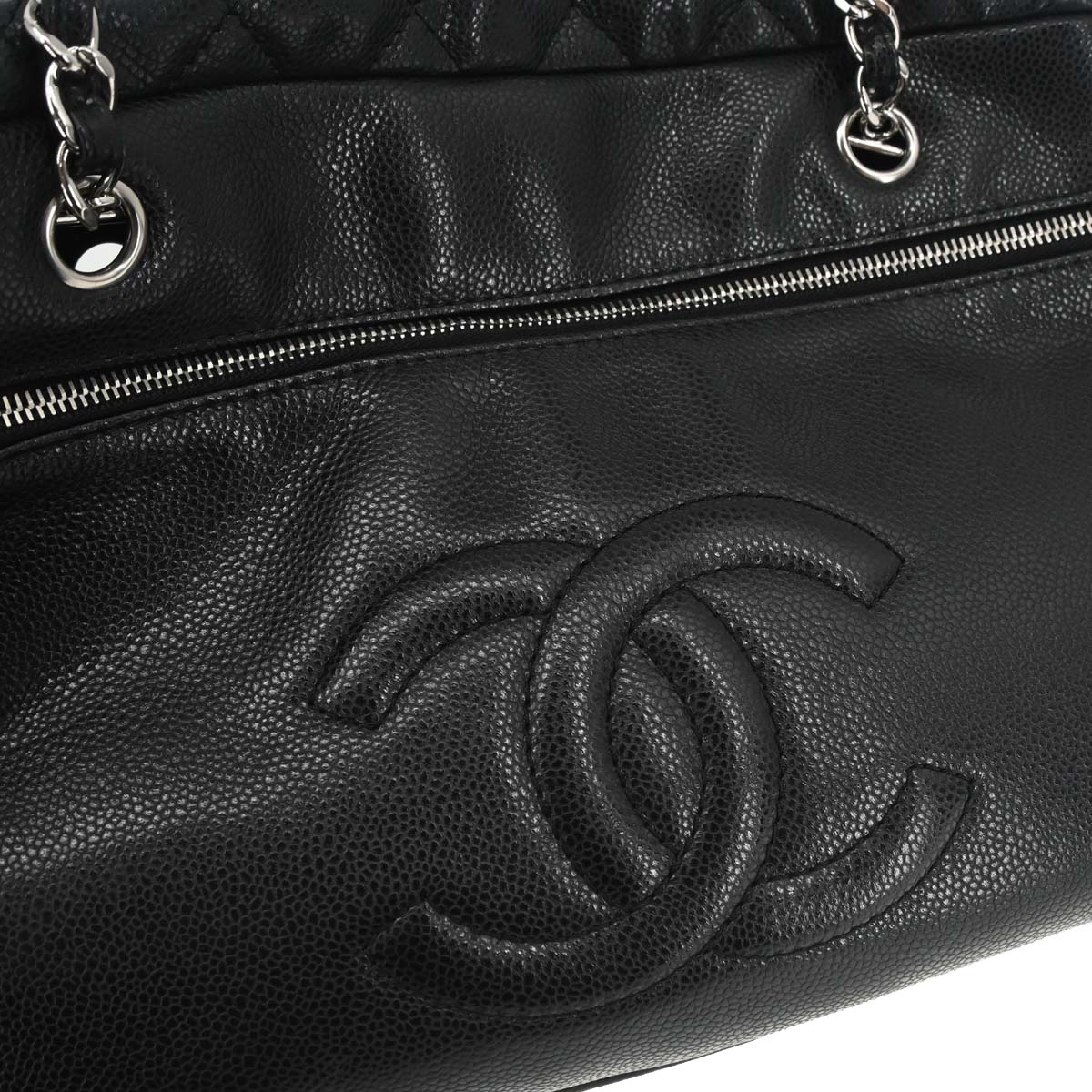 Chanel 2010-2011 Black Caviar Skin Front Zip Chain Handbag
