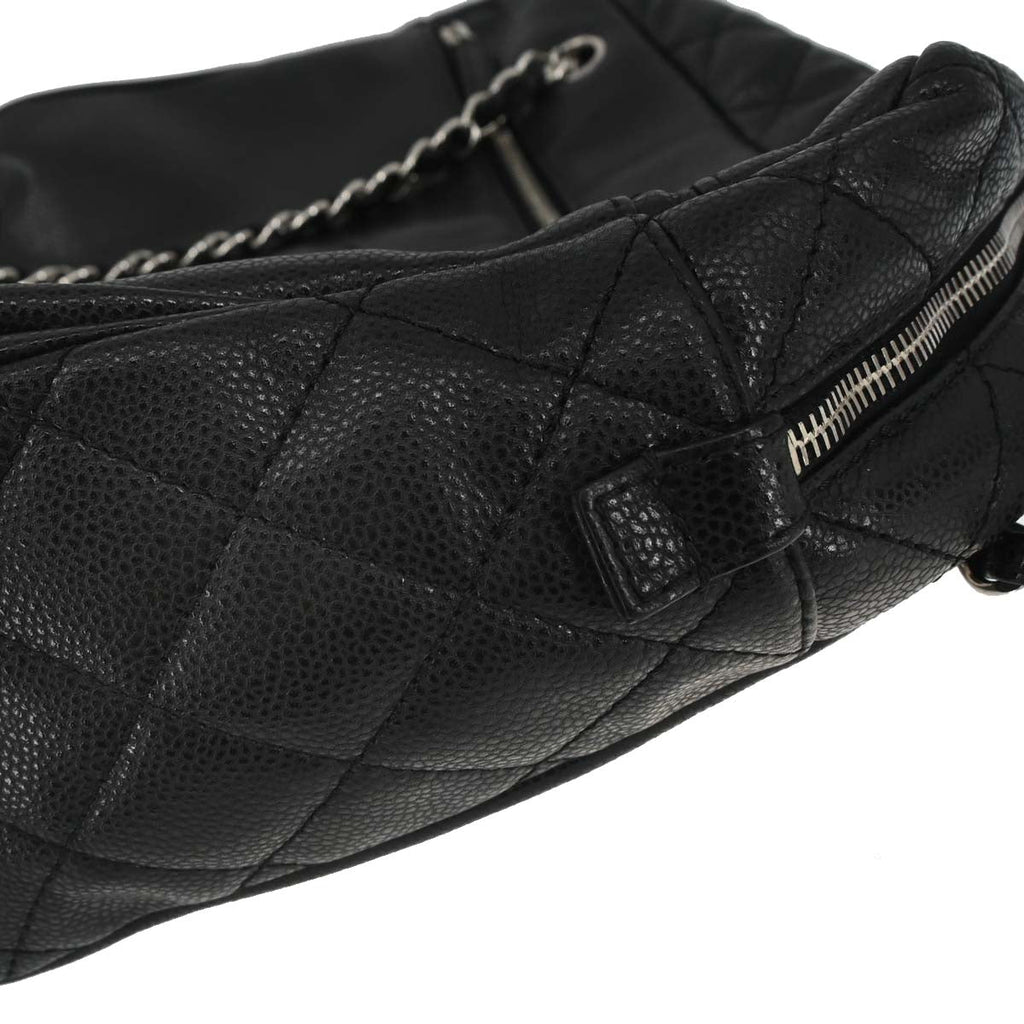 Chanel 2010-2011 Black Caviar Skin Front Zip Chain Handbag